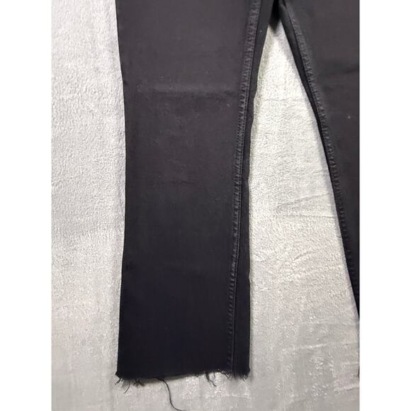 Zara‎ Women's Straight Leg Mini Flare Fray Hem Black Denim Jeans Size 6 - Picture 2 of 9